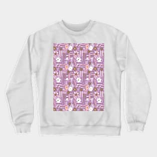 Minimal soft style floral and stripes purple violet Crewneck Sweatshirt